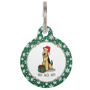 Christmas Santa Airedale Terrier HO HO HO Cute Pet Tag