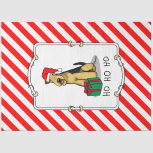 Christmas Santa Airedale Terrier HO HO HO Cute Tissue Paper