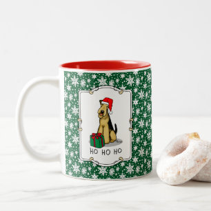 Christmas Santa Airedale Terrier HO HO HO Cute Two-Tone Coffee Mug