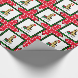 Christmas Santa Airedale Terrier HO HO HO Cute Wrapping Paper