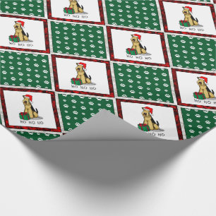 Christmas Santa Airedale Terrier HO HO HO Cute Wrapping Paper