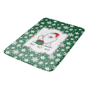 Christmas Santa American Eskimo Dog HO HO HO Cute Bath Mat