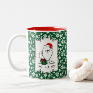 Christmas Santa American Eskimo Dog HO HO HO Cute Two-Tone Coffee Mug