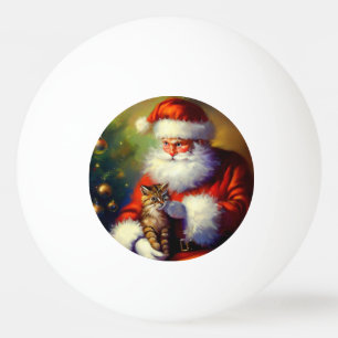 Christmas Santa and a Cat (1) Ping Pong Ball