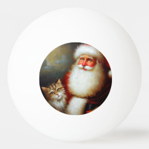 Christmas Santa and a Cat (2) Ping Pong Ball