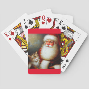 Christmas Santa and a Cat (2) Playing Cards