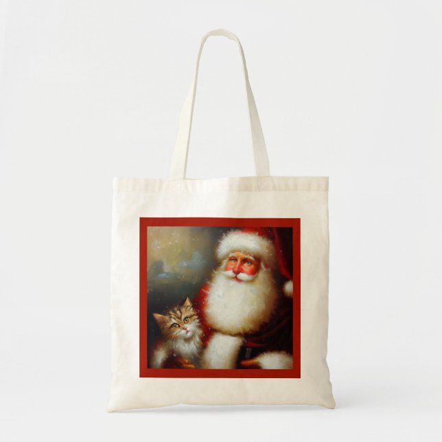 Christmas Santa and a Cat 2 Tote Bag (Front)