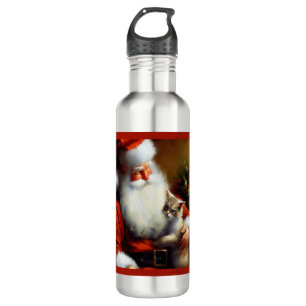 Christmas Santa and a Cat 3 710 Ml Water Bottle