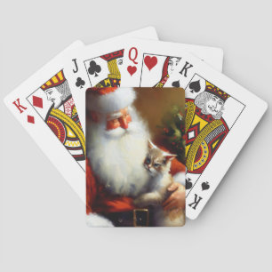 Christmas Santa and a Cat (3) Playing Cards