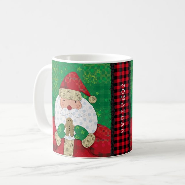 Christmas Santa and Gingerbread Farmhouse Holiday Coffee Mug (Front Left)