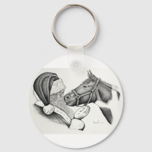 Christmas Santa and Paint Horse Key Ring