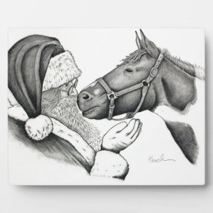 Christmas Santa and Paint Horse Plaque