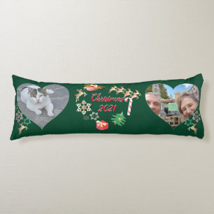 Christmas Santa and Reindeer 2 Photos   Body Cushion