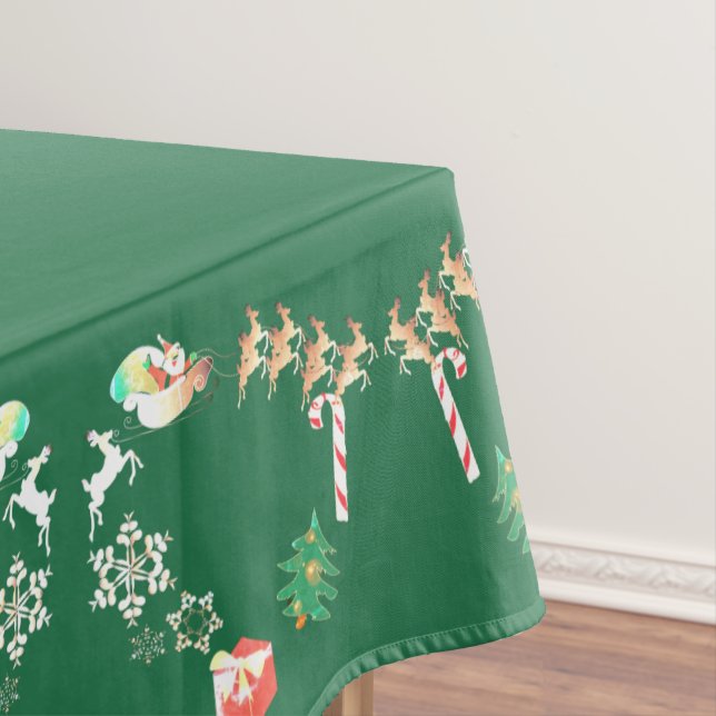 Christmas Santa and Reindeer Tablecloth (In Situ)