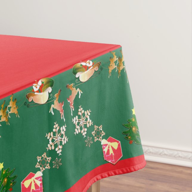 Christmas Santa and Reindeer Tablecloth (In Situ)