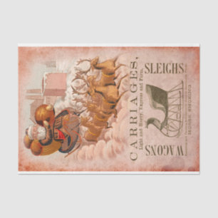 Christmas Santa and Sleigh with Reindeer Decoupage Tissue Paper