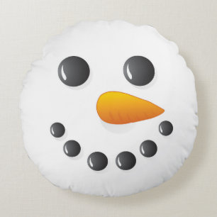 Christmas Santa and Snowman double sided Round Cushion