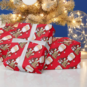Christmas Santa and toys wrapping paper