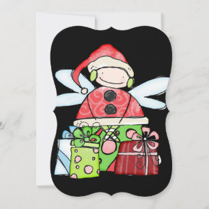 Christmas Santa Angel Flat Greeting Card