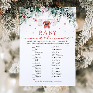 Christmas Santa Baby Around The World Baby Shower Invitation