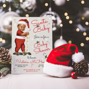 Christmas Santa Baby Baby Shower African American Invitation