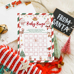 Christmas Santa Baby Bingo Baby Shower Games Card