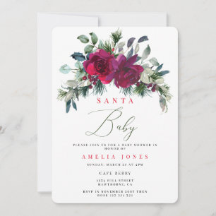 Christmas Santa Baby Botanical Holiday Invitation