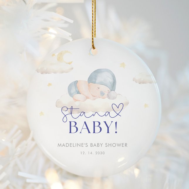 Christmas Santa Baby Boy Shower  Ceramic Ornament (Creator Uploaded)