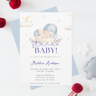 Christmas Santa Baby Boy Shower Invitation
