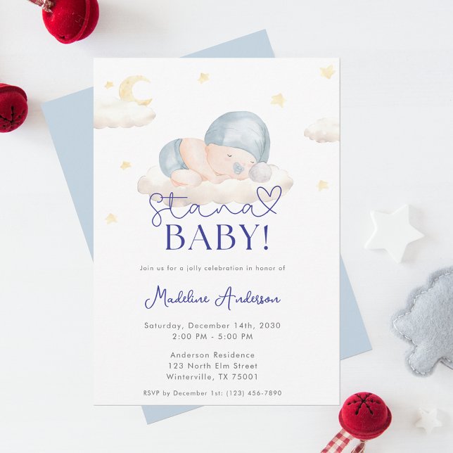 Christmas Santa Baby Boy Shower Invitation (Creator Uploaded)