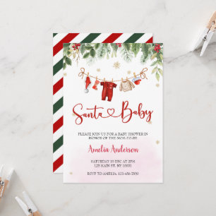 Christmas Santa Baby Boy Winter Baby Shower Invitation