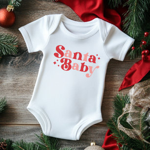 Christmas Santa Baby Cute Modern Typography Script Baby Bodysuit
