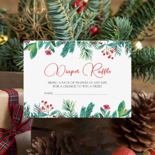 Christmas Santa Baby Gender-Neutral Diaper Raffle Enclosure Card