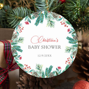 Christmas Santa Baby Gender-Neutral Personalised Classic Round Sticker