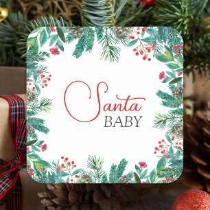 Christmas Santa Baby Gender-Neutral Square Sticker