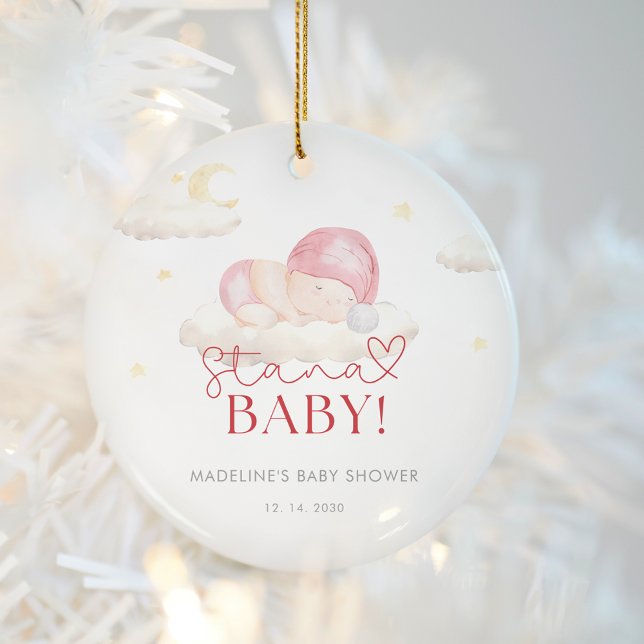 Christmas Santa Baby Girl Shower  Ceramic Ornament (Creator Uploaded)