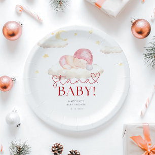 Christmas Santa Baby Girl Shower Paper Plate