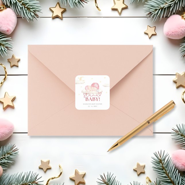 Christmas Santa Baby Girl Shower  Square Sticker (Creator Uploaded)