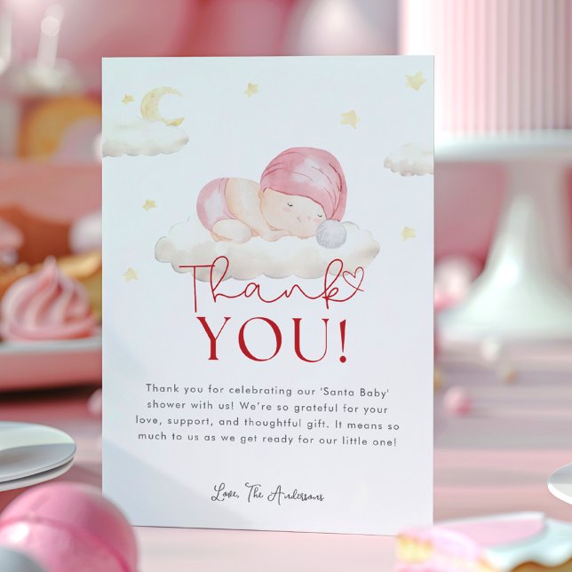 Christmas Santa Baby Girl Shower Thank You Card (Creator Uploaded)