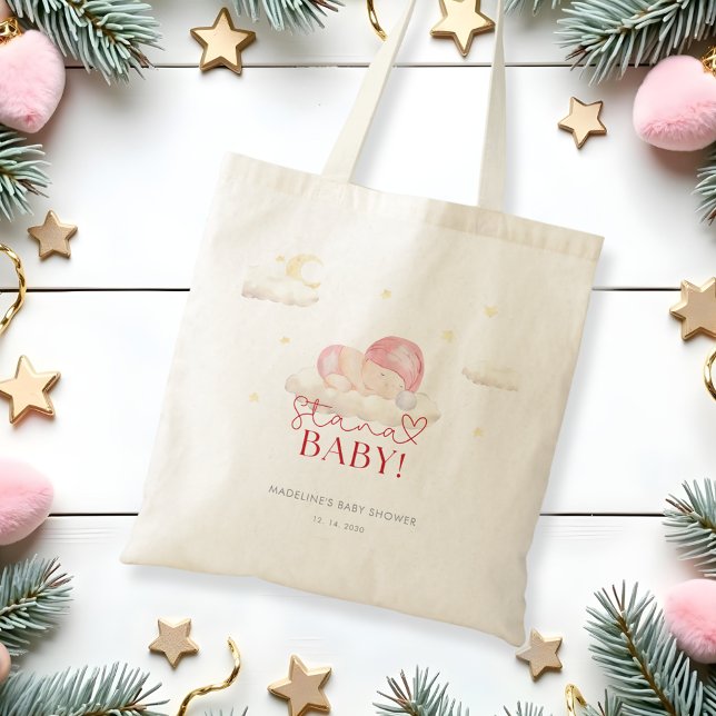 Christmas Santa Baby Girl Shower  Tote Bag (Creator Uploaded)