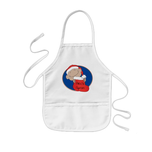 Christmas Santa Baby of Color Kids Apron (Front)