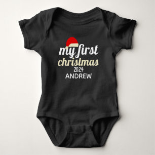  Christmas santa Baby Photo Personalise Name  Baby Bodysuit