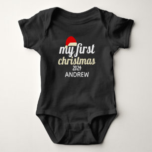  Christmas santa Baby Photo Personalise Name  Bodysuit