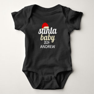 Christmas santa Baby Photo Personalise Name Bodysuit