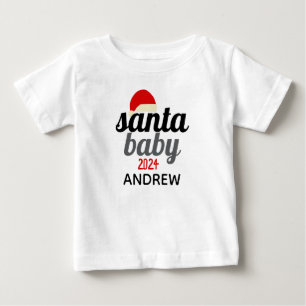 Christmas santa Baby Photo Personalise Name T-Shirt