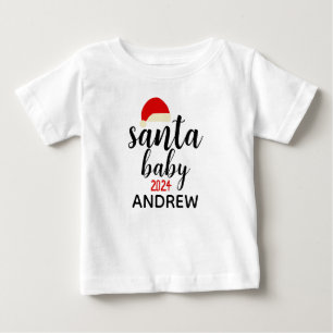 Christmas santa Baby Photo Personalise Name T-Shirt
