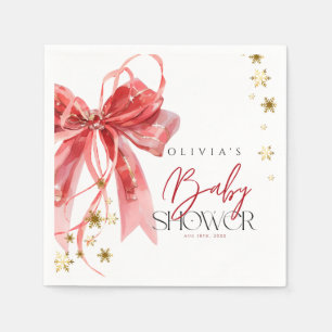 Christmas Santa Baby Red and Gold Baby Shower Napkin