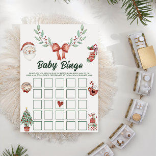 Christmas Santa Baby Shower Baby Bingo Games Card