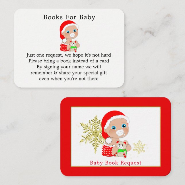 Christmas Santa Baby Shower Book Request Enclosure Card (Front/Back)