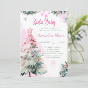 Christmas Santa Baby Shower Girl  Invitation